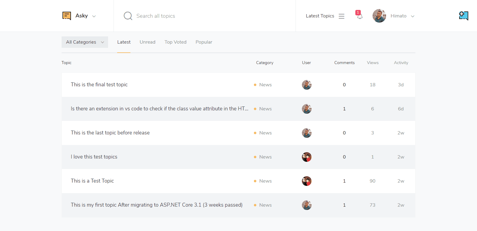 Screenshot of Asky